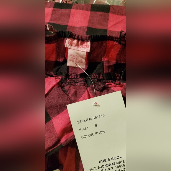 She's Cool - Buffalo Check Bra Cup Mini Dress - Fuchsia - Picture 5 of 5